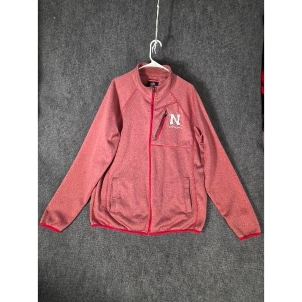 G-III Sports Nebraska Huskers Mens XL Full Zip Fleece Jacket Heather Red NCAA